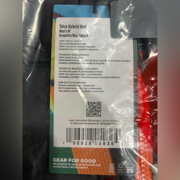 Cotopaxi Men's Medium Trico Hybrid Vest Blue Grey NWT Insulated Synthetic - Picture 6 of 7